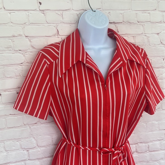 60’s Flutterbye red striped tunic dress short sleeve authentic vintage style, - Picture 5 of 9